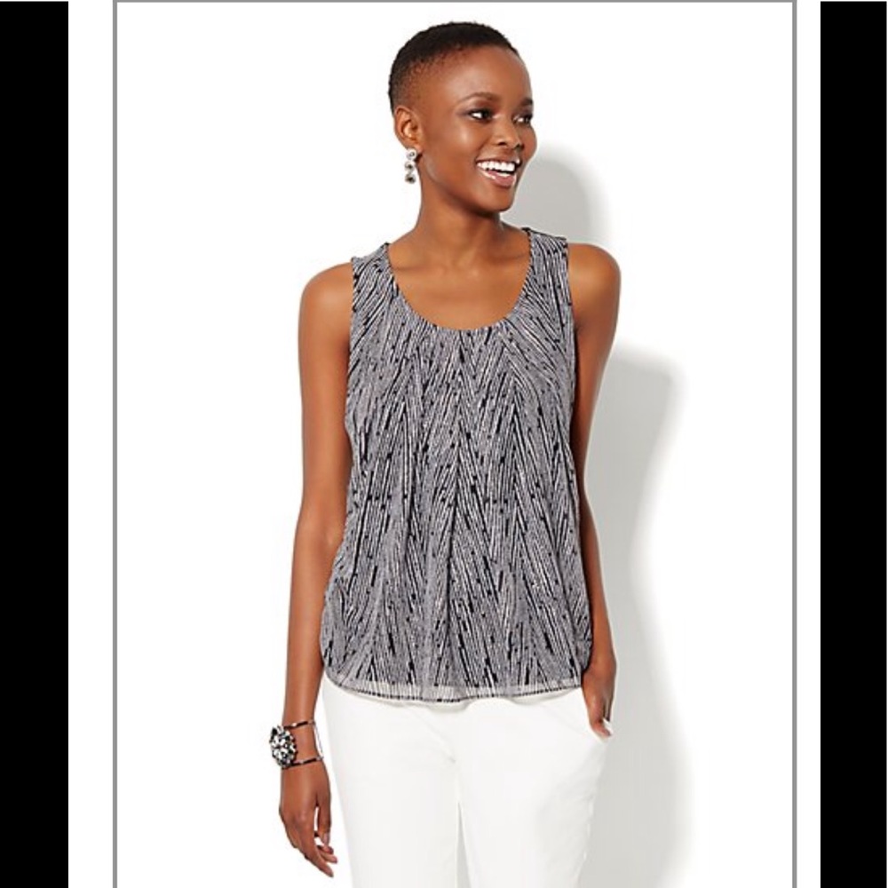 Black and Gray Sleeveless Top with Subtle Sparkle Detail